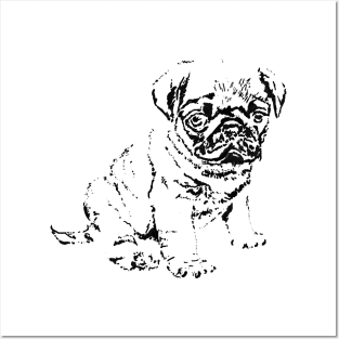 Pug watercolor Posters and Art